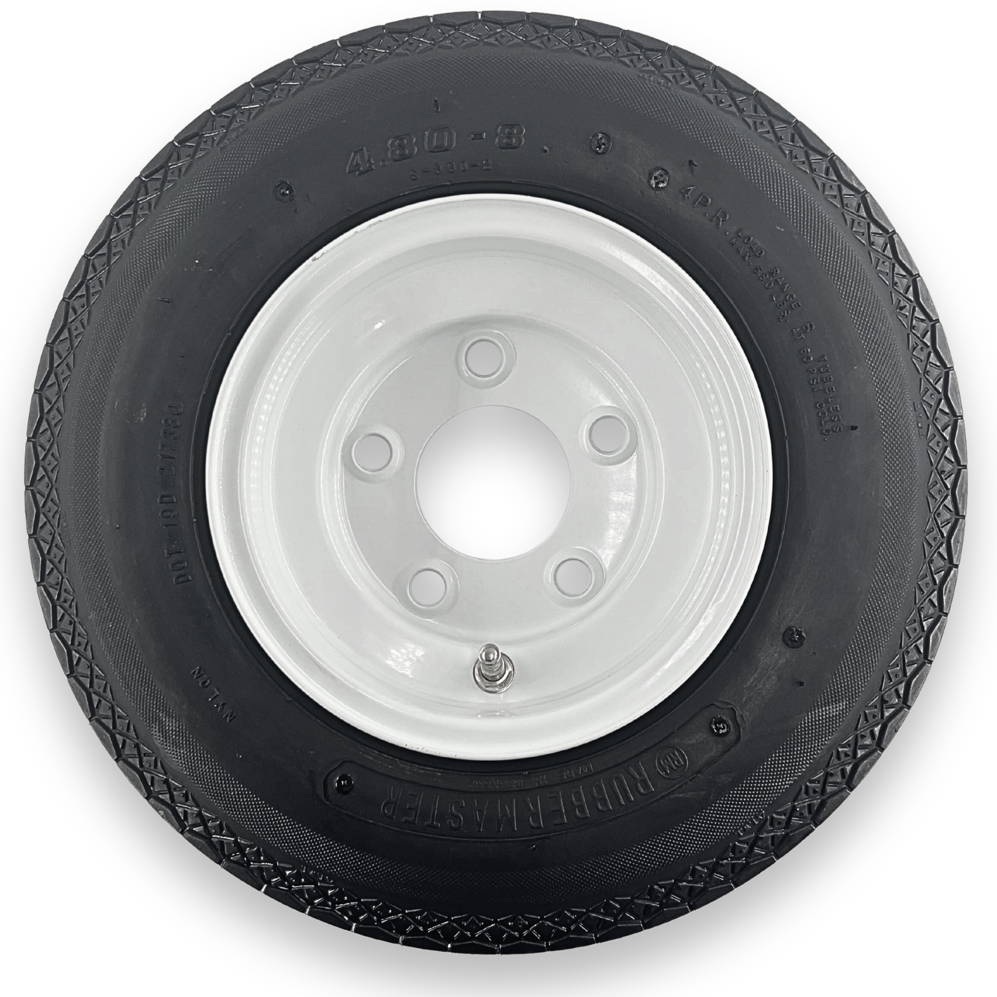 RubberMaster, 4.80-8 4P TLMTD 8x3.75 5 on 4.5 STAMPED TR416S, Tire Size 4.80-8, Model# 598905